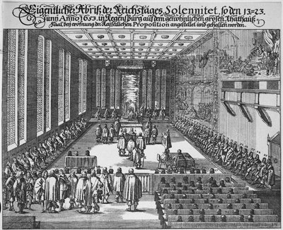 Reichstag of Regensburg في قاعة المجلس الكبيرة ، ريغنسبورغ بواسطة المدرسة الألمانية