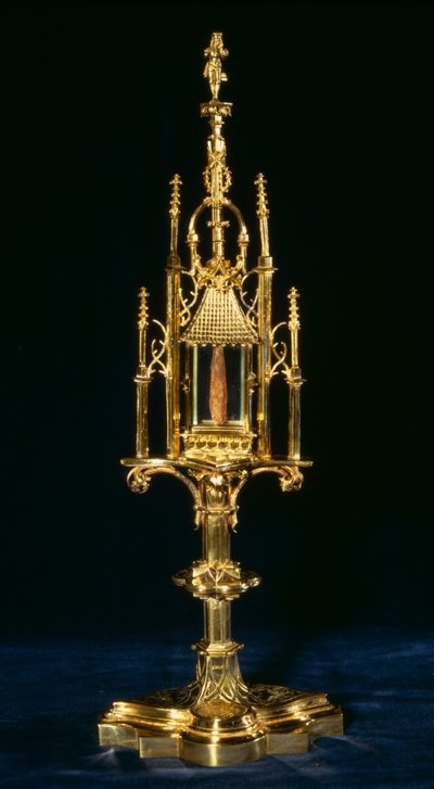 Monstrance المريح مع قطعة الصليب ، Augsburg ، c 1490 (الذهب والخشب) بواسطة المدرسة الألمانية