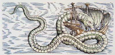 Sea serpent attacks a ship بواسطة المدرسة الألمانية