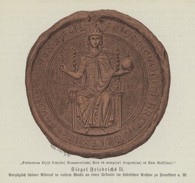 Seal of Frederick II, Holy Roman Emperor (colour litho) بواسطة المدرسة الألمانية