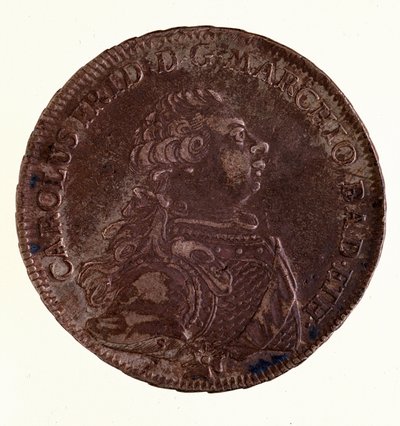 تالر الفضي (تالر) لتشارلز فريدريك ، دوق بادن الأكبر (1728-1811) (تشارلز الأول ملك بادن) 1766 ديم. 3.9 سم نابولي ، المتحف الأثري بواسطة المدرسة الألمانية