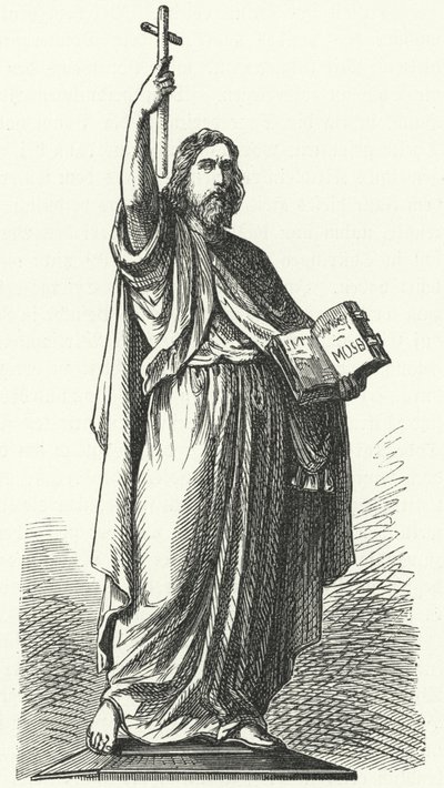 Statue of St Boniface (c675-754), Anglo-Saxon missionary to the Germanic parts of the Frankish Empire, in Fulda (engraving) بواسطة المدرسة الألمانية