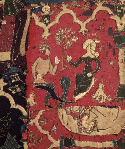 Stumpwork يصور تريستان و Isolde (المنسوجات) بواسطة المدرسة الألمانية