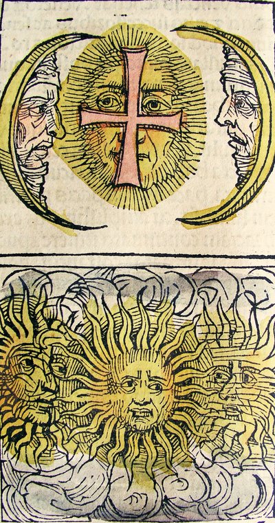 Sun Dogs and Moon Dogs ، تم نشره في نورنبرغ كرونيكل ، 1493 بواسطة المدرسة الألمانية