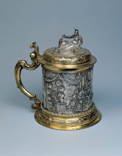 تانكارد ، الجسد مطارد بمشهد يمثل الإسكندر وأسطورة العقدة الغوردية ، دانزيغ ، حوالي 1680 (قطعة فضية مطلية بالذهب) بواسطة المدرسة الألمانية