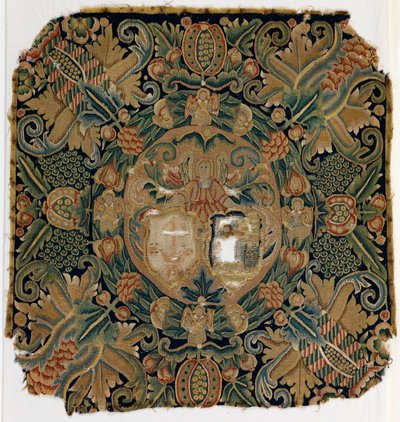 غطاء وسادة درعي منسوج، ربما من ولاية ساكسونيا السفلى، صنع في القرن السابع عشر (الصوف) بواسطة المدرسة الألمانية
