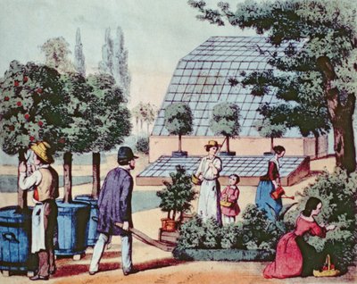 تميل الحديقة ، 1860 (نقش الألوان) بواسطة المدرسة الألمانية