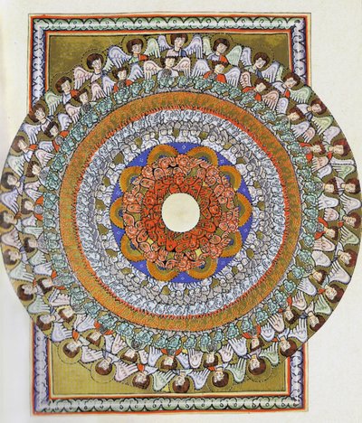 جوقة الملائكة. صورة مصغرة من Liber Scivias بواسطة Hildegard of Bingen ، حوالي 1175 (ألوان مائية على الرق) بواسطة المدرسة الألمانية