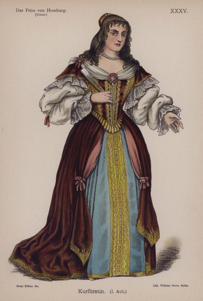 دوقة براندنبورغ ، من Der Prinz von Homburg (أمير Homburg) بواسطة Heinrich von Kleist (لون ليثو) بواسطة المدرسة الألمانية