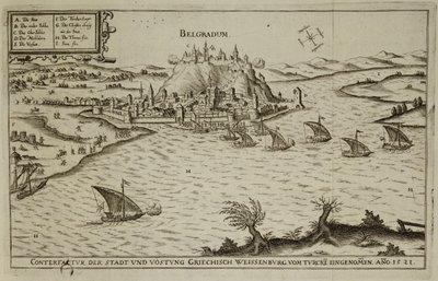 سقوط بلغراد على الأتراك عام 1521 ، صورة من كتاب عن الحملات العثمانية في أوروبا ، نقشه بول فورست (c.1605-66) بواسطة المدرسة الألمانية