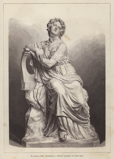 The Grieving Muse, marble statue by German sculptor Robert Cauer the Elder (engraving) بواسطة المدرسة الألمانية