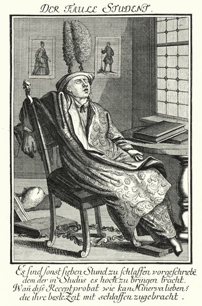 The Lazy Student (engraving) بواسطة المدرسة الألمانية