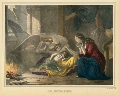 صلاة الأمهات ، ورقة عريضة مصورة نشرها J.Scholz ، ماينز ، c.1850 بواسطة المدرسة الألمانية