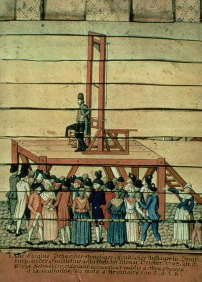 الرعب - جان جورج شنايدر (1756-1794) والمقصلة (ألوان مائية على ورق) بواسطة المدرسة الألمانية