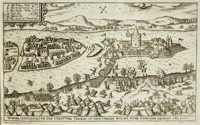 مدينة توكاي استردت من الأتراك بقلم هير شويندي في عام 1565 ، توضيح من كتاب عن الحملات العثمانية في أوروبا ، نقشه بول فورست (c.1605-66) بواسطة المدرسة الألمانية