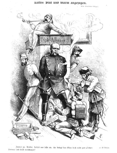 التحالف الثلاثي ، من "بسمارك: كتاب الأخطاء" ، 1883 (النقش) (وزن الصورة) بواسطة المدرسة الألمانية