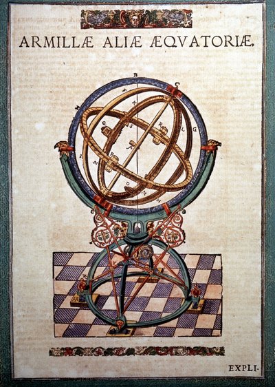الكرة الأرضية الاستوائية في "" Astronomiae Instituatae machanicia "بقلم Tycho Brahe (1546 - 1601) ، Wandsbeck بواسطة المدرسة الألمانية