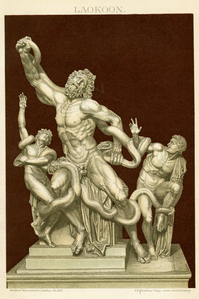 تمثال Laocoön وأبناؤه حوالي عام 1890 (الطباعة الحجرية الملونة) بواسطة المدرسة الألمانية
