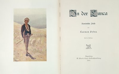 صفحة عنوان الرواية In der Lunca بقلم كارمن سيلفا ، المنشورة في Regensburg 1906 بواسطة المدرسة الألمانية