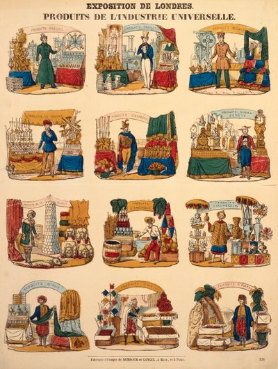 اثني عشر معرضًا من دول مختلفة في المعرض الكبير في لندن ، نشرته Dambour & Gangel ، Metz ، 1851 (نقش الخشب) بواسطة المدرسة الألمانية