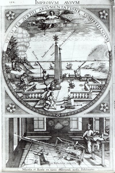 طرق مختلفة لرصد البقع الشمسية ، رسم توضيحي من Rosa Orsina بقلم كريستوف شينر ، تم نشره عام 1630 (لمزيد من التفاصيل انظر 294058) بواسطة المدرسة الألمانية