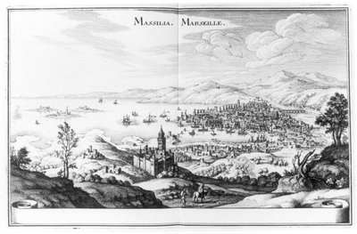 منظر لمرسيليا ، من طوبوغرافيا غاليا بواسطة مارتن زيلر ، تم نشره عام 1655-61 بواسطة المدرسة الألمانية