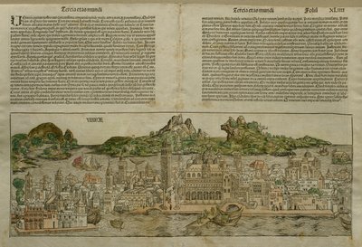منظر للبندقية ، توضيح من Liber Chronicarum بواسطة Hartmann Schedel (1440-1514) تم نشره في نورمبرغ ، 1493 بواسطة المدرسة الألمانية