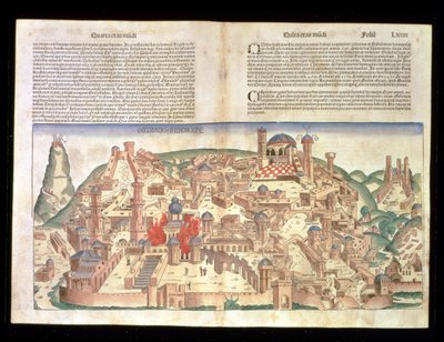 منظر لمدينة القدس ، من نورنبرغ كرونيكل بقلم هارتمان شيدل (1440-1514) 1493 بواسطة المدرسة الألمانية