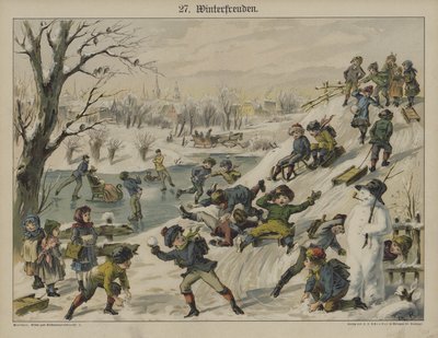 Winter amusements (colour litho) بواسطة المدرسة الألمانية
