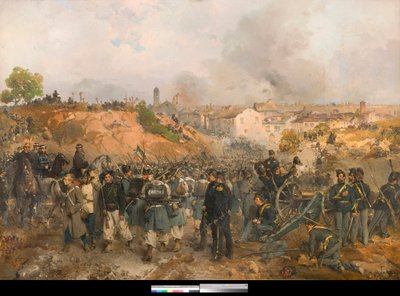 Risorgimento، حرب الاستقلال الإيطالية الثانية: معركة باليسترو في 30/05/1859 بين الإمبراطورية النمساوية والقوات المشتركة لمملكة سردينيا-بييمونتي وفرنسا لوحة لجيرولامو إندونو (1825-1890) 1860 مجموعة خاصة بواسطة جيرولامو إندونو