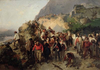 غاريبالدي المصاب (1807-1882) في جبال أسبرومونتي (زيت على قماش) بواسطة جيرولامو إندونو