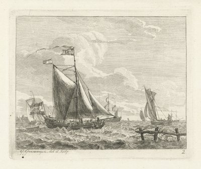 ثماني سفن شراعية على مياه هائج Seascapes with Ships (عنوان المسلسل) بواسطة جيريت جرونويجن