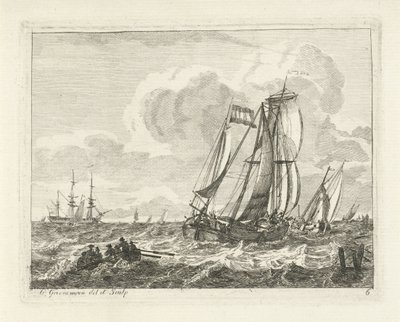 السفن الشراعية وقارب التجديف في المياه المفتوحة Seascapes with Ships (عنوان المسلسل) بواسطة جيريت جرونويجن