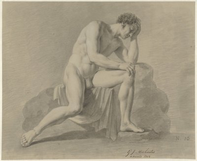 الرجل جالسًا عاريًا ، مستريحًا رأسه على ذراعه اليسرى بواسطة Gerrit Jan Michaëlis