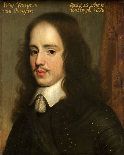 بورتريه لويليم الثاني أمير أورانج، حوالي عام 1653 (لوحة زيتية على لوحة) بواسطة جيريت فان (بعد) هونثورست