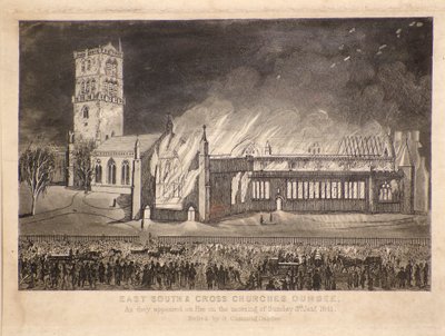 الكنائس الشرقية والجنوبية والصليب ، دندي ، كما ظهرت على النار يوم الأحد 3 يناير 1841 ، حوالي 1841 (حفر) بواسطة غيرشوم جورلاي كومينغ