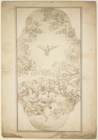 The Holy Ghost ، 1680s (قلم وحبر بني وغسل فوق آثار الطباشير السوداء) بواسطة جياسينو براندي