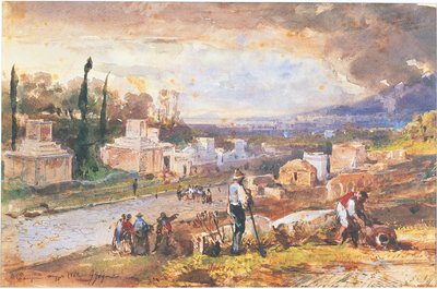 Italy, Pompeii, The Street of Tombs 1862 (watercolour) بواسطة جياسينتو جيجانتي