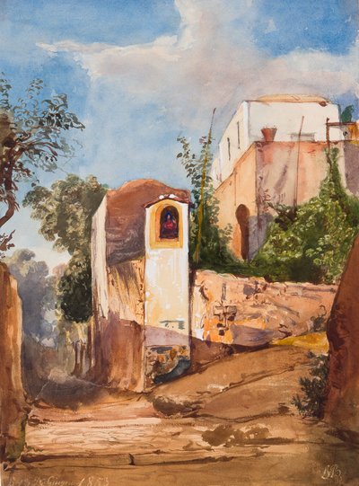 ضريح على جانب الطريق ، مع إضافات من الأمير لويجي ماريا دي بوربون (1838-1886) ، 13 يونيو 1853 (قلم رصاص ، مرحاض وجواش على الورق) بواسطة جياسينتو جيجانتي