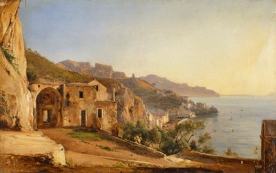 View of Amalfi from the Cave of the Capuchins, by Giacinto Gigante بواسطة جياسينتو جيجانتي