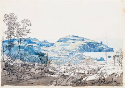 منظر إسكيا (لاكو أمينو) ، ج. 1845 (قلم رصاص وقلم رصاص وألوان مائية) بواسطة جياسينتو جيجانتي