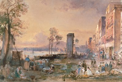View of Naples from Marinella, by Giacinto Gigante (1806-1876), pencil, watercolor and ceruse (white lead) on paper, Italy بواسطة جياسينتو جيجانتي
