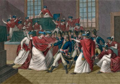 انقلاب 18 برومير (9 نوفمبر 1799). أطاح نابليون بونبارت (1769-1821) بالدليل وأصبح القنصل الأول - انقلاب دي برومير العام الثامن - لو 19 برومير العام الثامن (10 نوفمبر 1799) ، حل بونابرت مجلس الخمسة سنتات بواسطة Giacomo Aliprandi