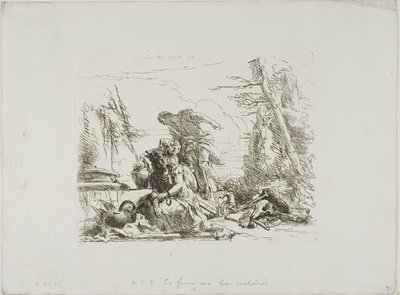 امرأة تحمل ذراعيها في سلاسل وأربع شخصيات أخرى ، من كابريتشي بواسطة Giambattista Tiepolo