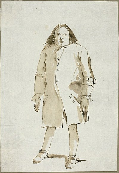 رسم كاريكاتوري لرجل ، بطول كامل ، متجه للأمام بواسطة Giambattista Tiepolo