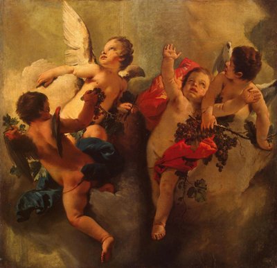 كيوبيد مع العنب. مسلسل فور سيزونز ، 1740s. بواسطة Giambattista Tiepolo