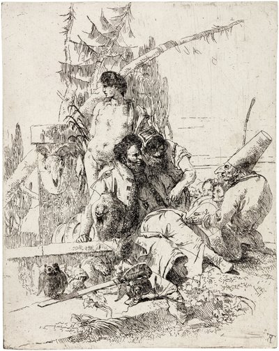 Punchinello يقدم المشورة من مسلسل &39;Scherzi di Fantasia&39; بواسطة Giambattista Tiepolo