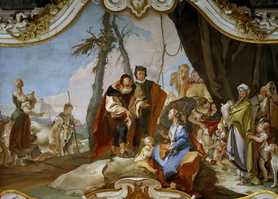 راحيل تخفي الترافيم عن أبيها لابان ، حوالي 1728. بواسطة Giambattista Tiepolo