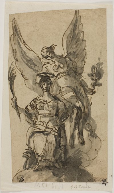امرأة جالسة توجها الملاك بواسطة Giambattista Tiepolo