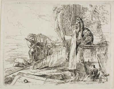 فيلسوف قائم وشخصيتان أخريان من كابريتشي بواسطة Giambattista Tiepolo